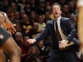 Minnesota Golden Gophers head coach Richard Pitino chased his players down the court from the sidelines in the first half. ] ANTHONY SOUFFLE &#xef; an