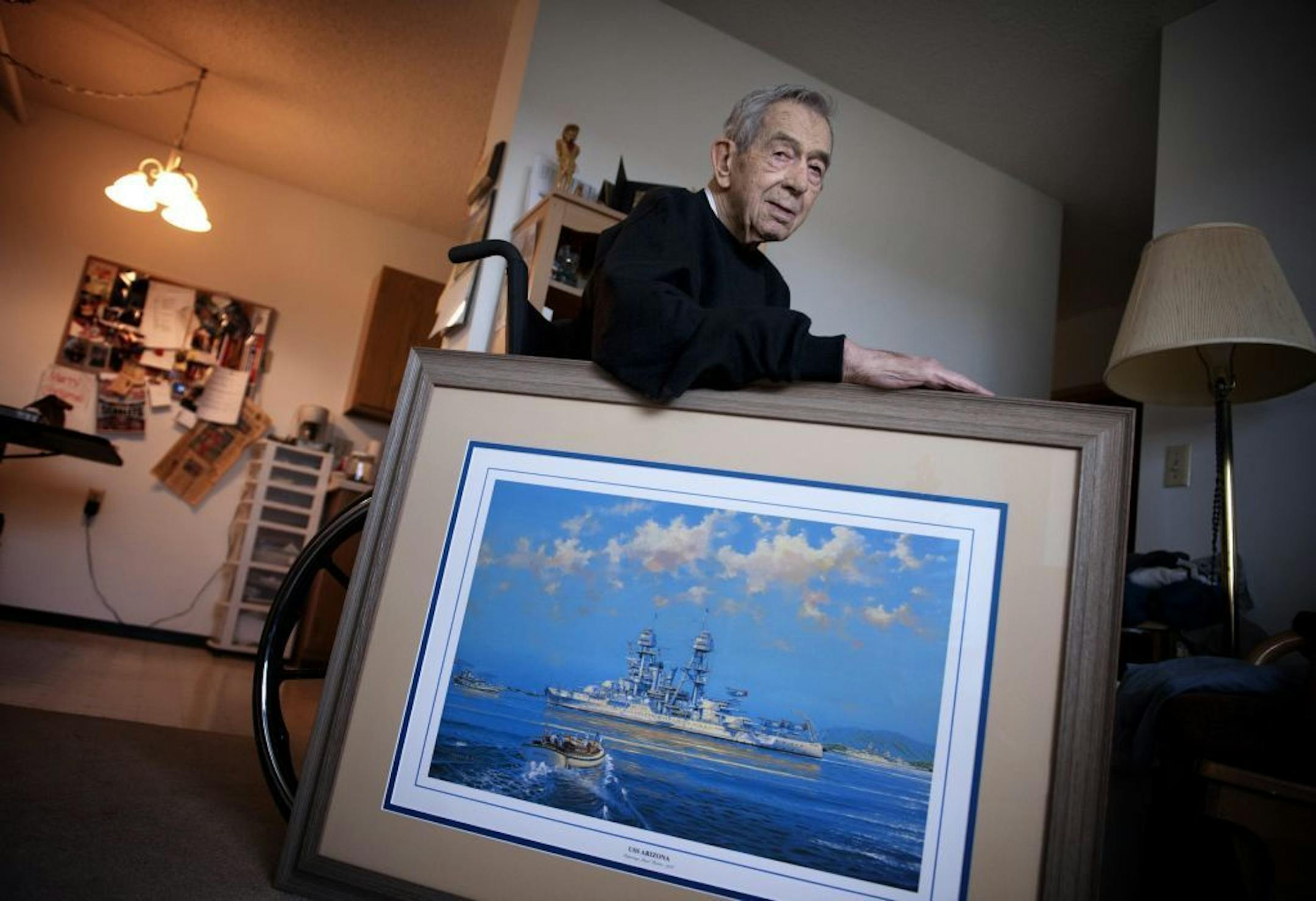 Edward Wentzlaff was on board the USS Arizona the morning Japanese fighters and bombers attacked and sunk his ship 71 years ago in Pearl Harbor. Thursday, December 6, 2012.