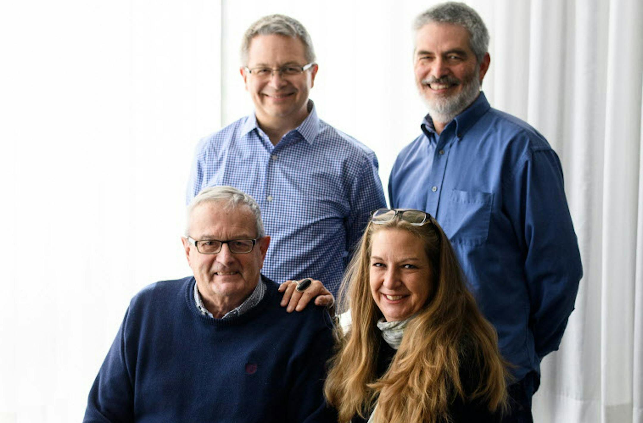 Sam Phillips, Jeff Haan, Karen Cox-Dennis and Dave Austin. Sam is first cousin once removed to Jeff, Karen and Dave. Karen and Jeff and Karen and Dave are second cousins. Jeff and Dave are half-brothers.