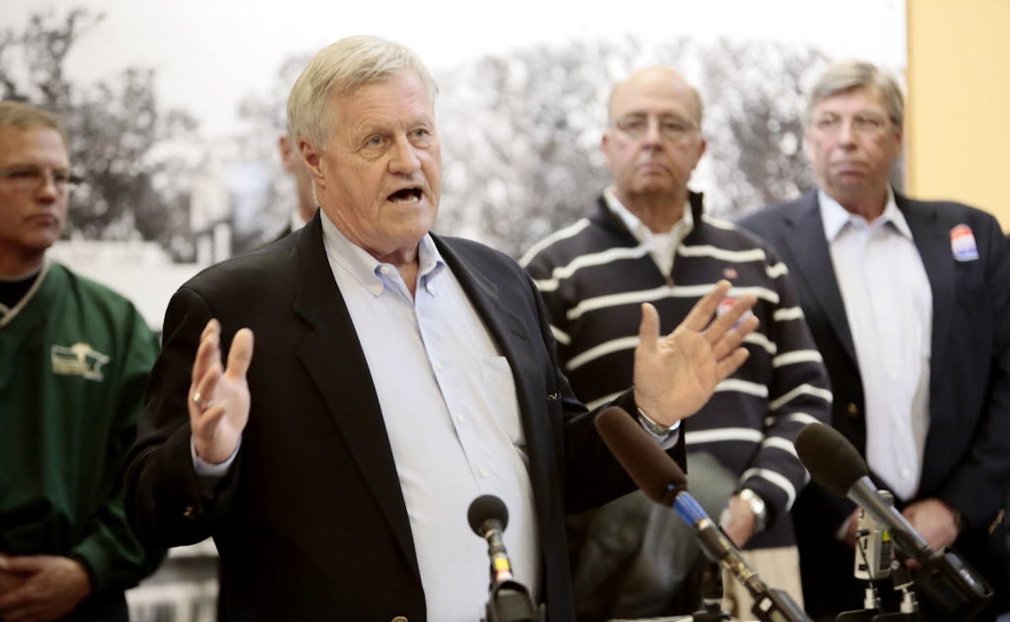 U.S. Rep. Collin Peterson announces his re-election bid for Minnesota's 7th District on Monday, March 17, 2014, in Moorhead.