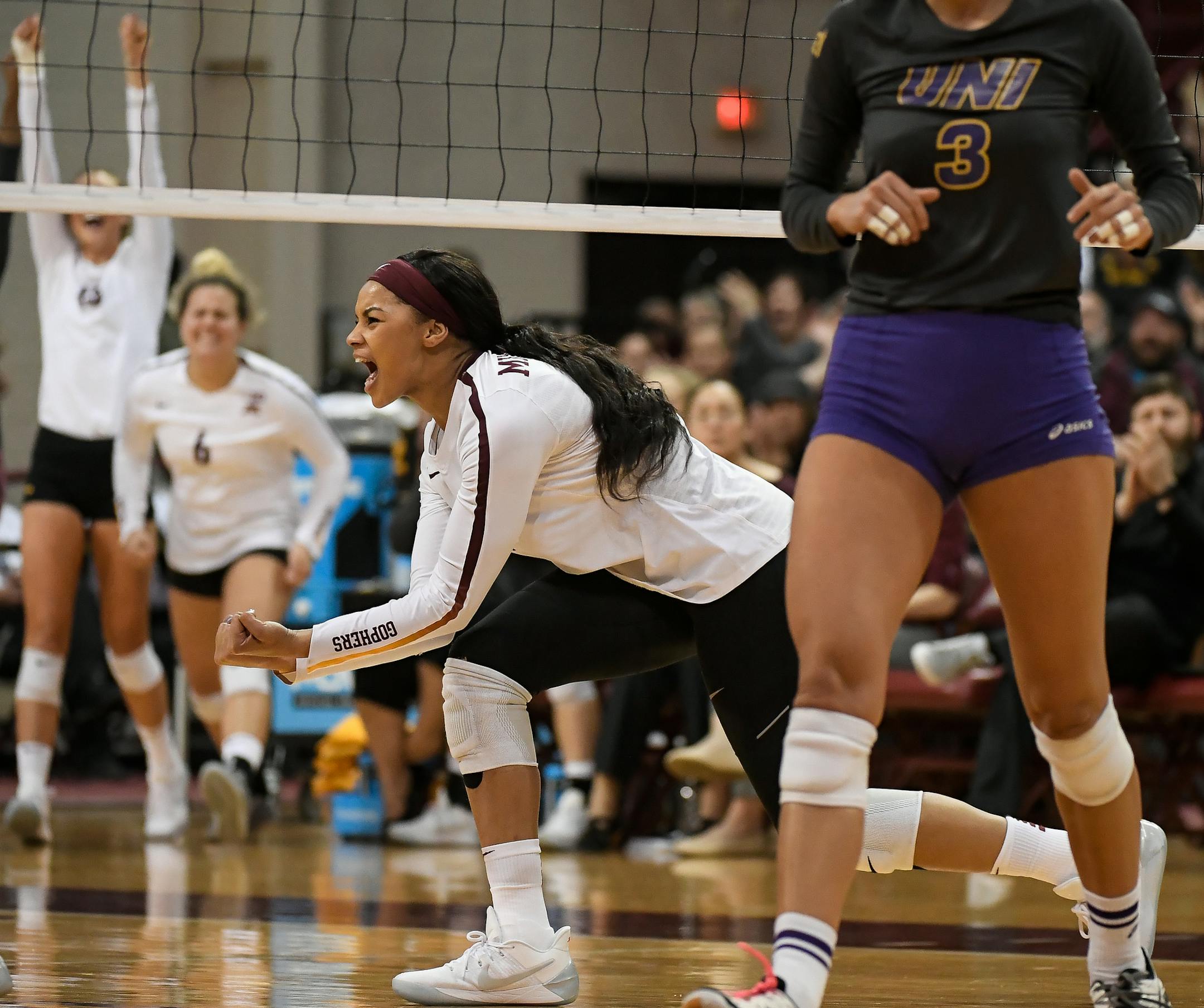 Minnesota outside hitter Alexis Hart, in a match last season.
