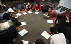 Members of the student leadership group at Johnson High School talked in circle . The group meets to improve relationship between students at Johnson 