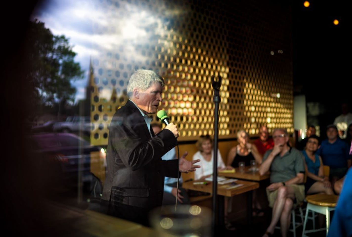 Richard Painter attended a "Pint with Painter" event with voters at Able Seedhouse Brewery in Minneapolis. He spoke for a while, took questions and stayed to talk with people individually,