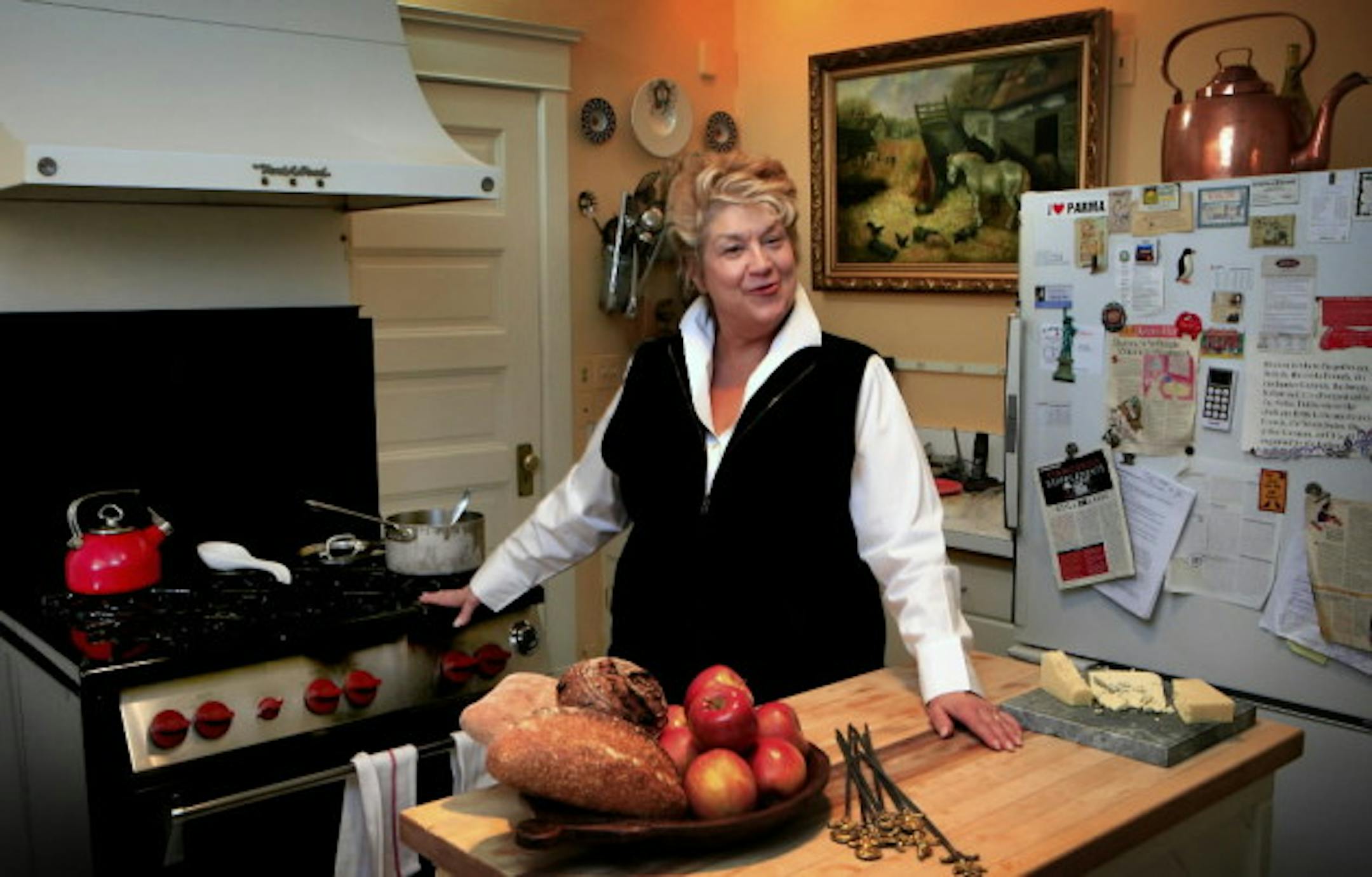 This Star Tribune staff photo was taken in January 2008 for a visit to Kasper's kitchen, her favorite room in house. The refrigerator has been replaced with a modern stainless steel model, but not the 18,000 BTU Wolf stove, which she calls "Babe," that was purchased with her first royalty check from her book "The Splendid Table",