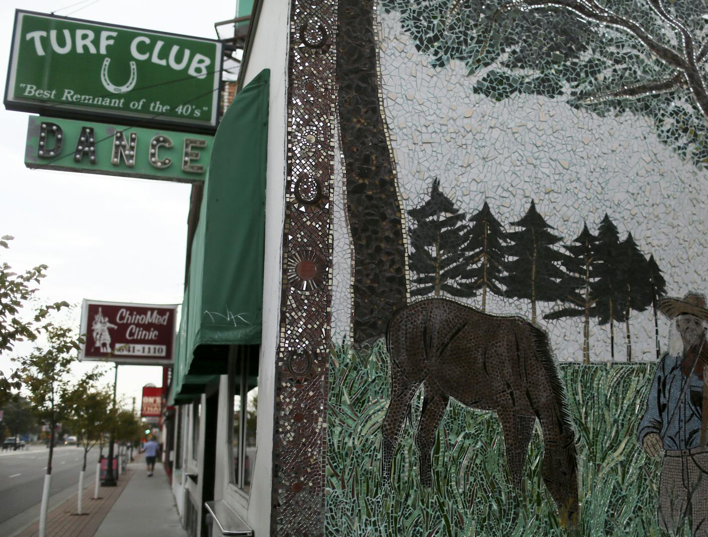 A mosaic mural is visible on the side of the Turf Club Friday, Oct. 11, 2013, in St. Paul, MN.](DAVID JOLES/STARTRIBUNE) djoles@startribune.com First Avenue nightclub announced plans to buy St. Paul's most beloved rock venue, the Turf Club.