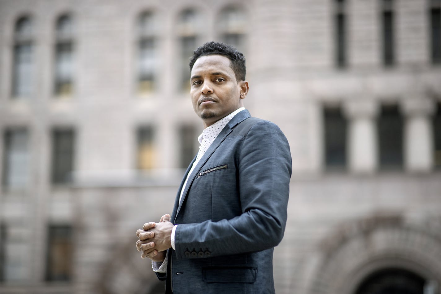 Jamal Osman, who was elected to the Minneapolis City Council in a contested special election, stood in front of City Hall, Wednesday, October 21, 2020 in Minneapolis, MN. ] ELIZABETH FLORES • liz.flores@startribune.com