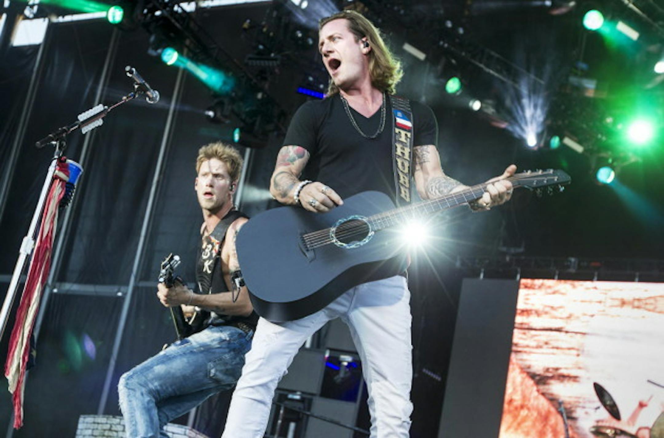 Tyler Hubbard, right, and Brian Kelley of Florida Georgia Line at TCF Bank Stadium in 2015. / Courtney Perry for Star Tribune