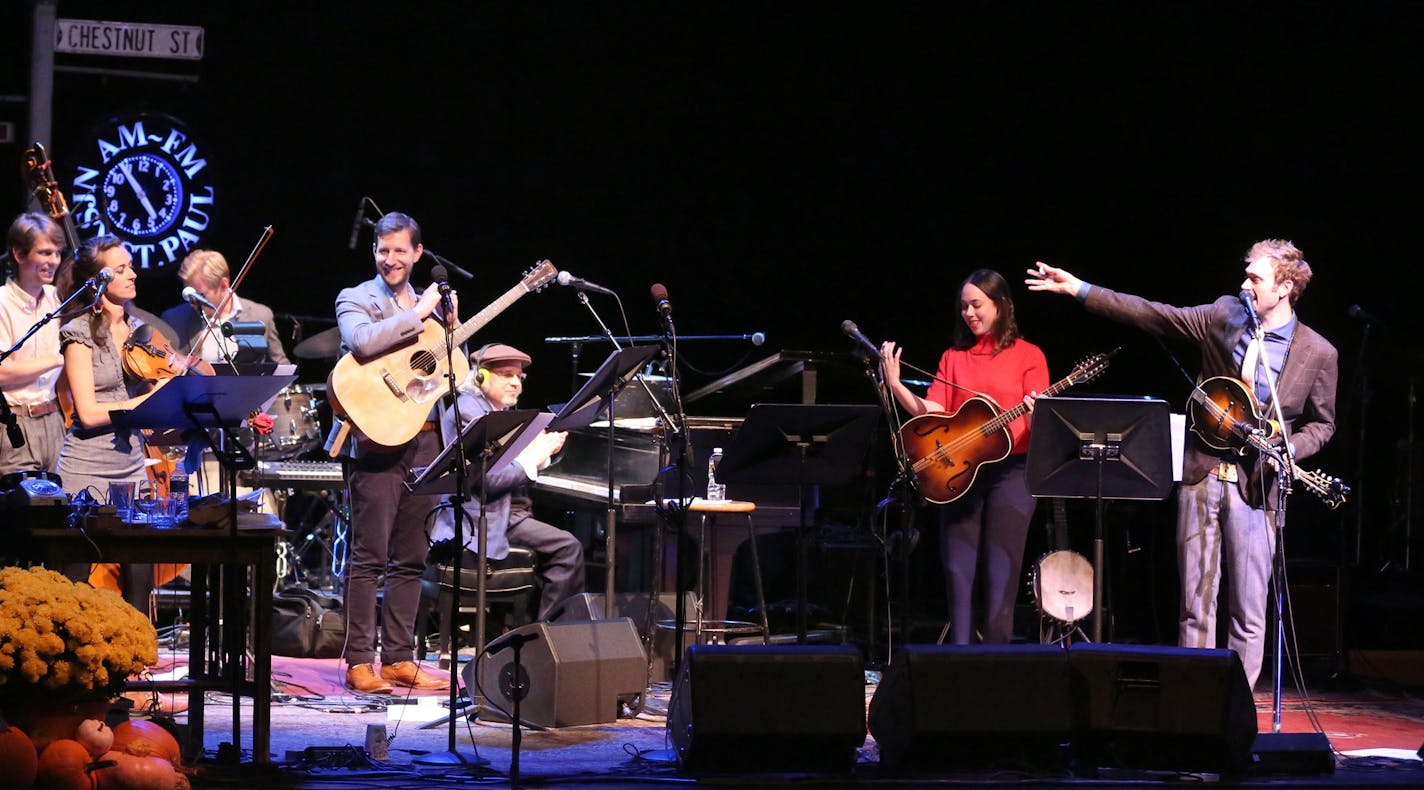 "A Prairie Home Companion," the first show with new host Chris Thile and the house band the First-Call Radio Players at the Fitzgerald Theater Saturday, Oct. 14, 2016, in St. Paul, MN.](DAVID JOLES/STARTRIBUNE)djoles@startribune.com "A Prairie Home Companion," the first show with new host Chris Thile at the Fitzgerald Theater Saturday, Oct. 14, 2016, in St. Paul, MN.