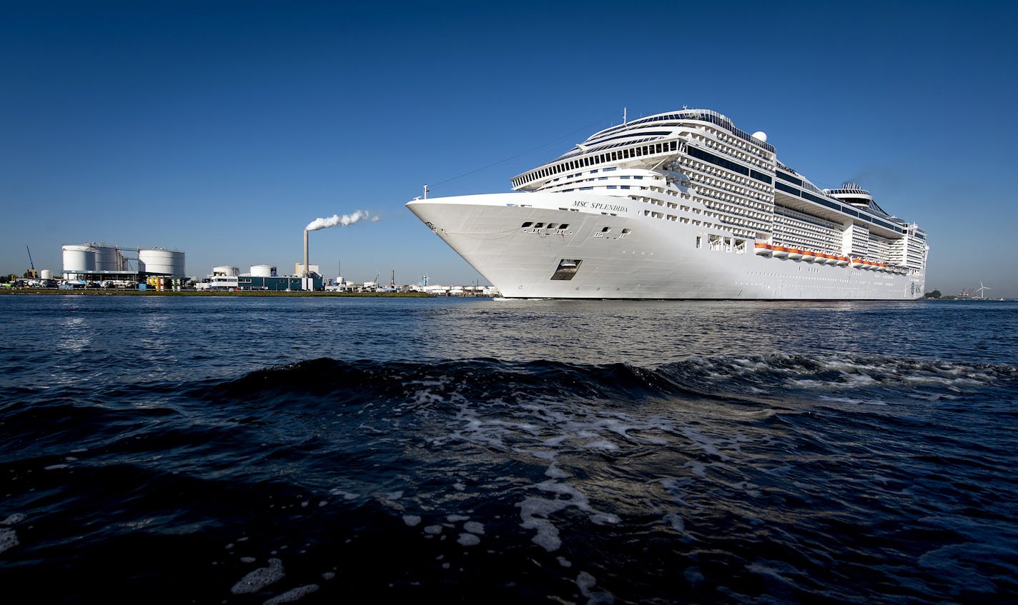 The MSC Splendida, owned by cruise line MSC Cruises, arrives in the Passenger Terminal Amsterdam, on July 1, 2015, in Amsterdam. (Koen van Weel/AFP/Getty Images/TNS) ***NETHERLANDS OUT*** ORG XMIT: 86108295W