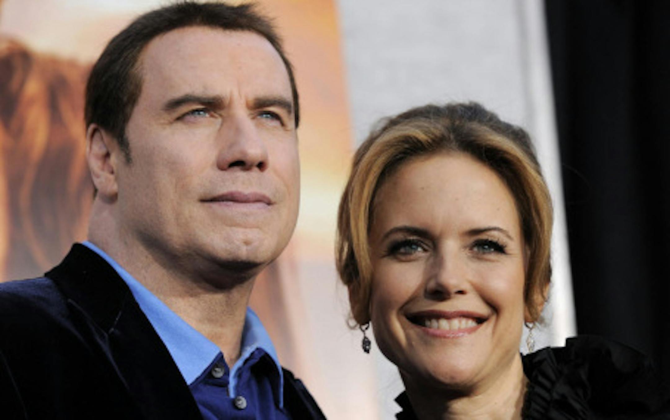 John Travolta and Kelly Preston at a film premiere in March. Photo: AP