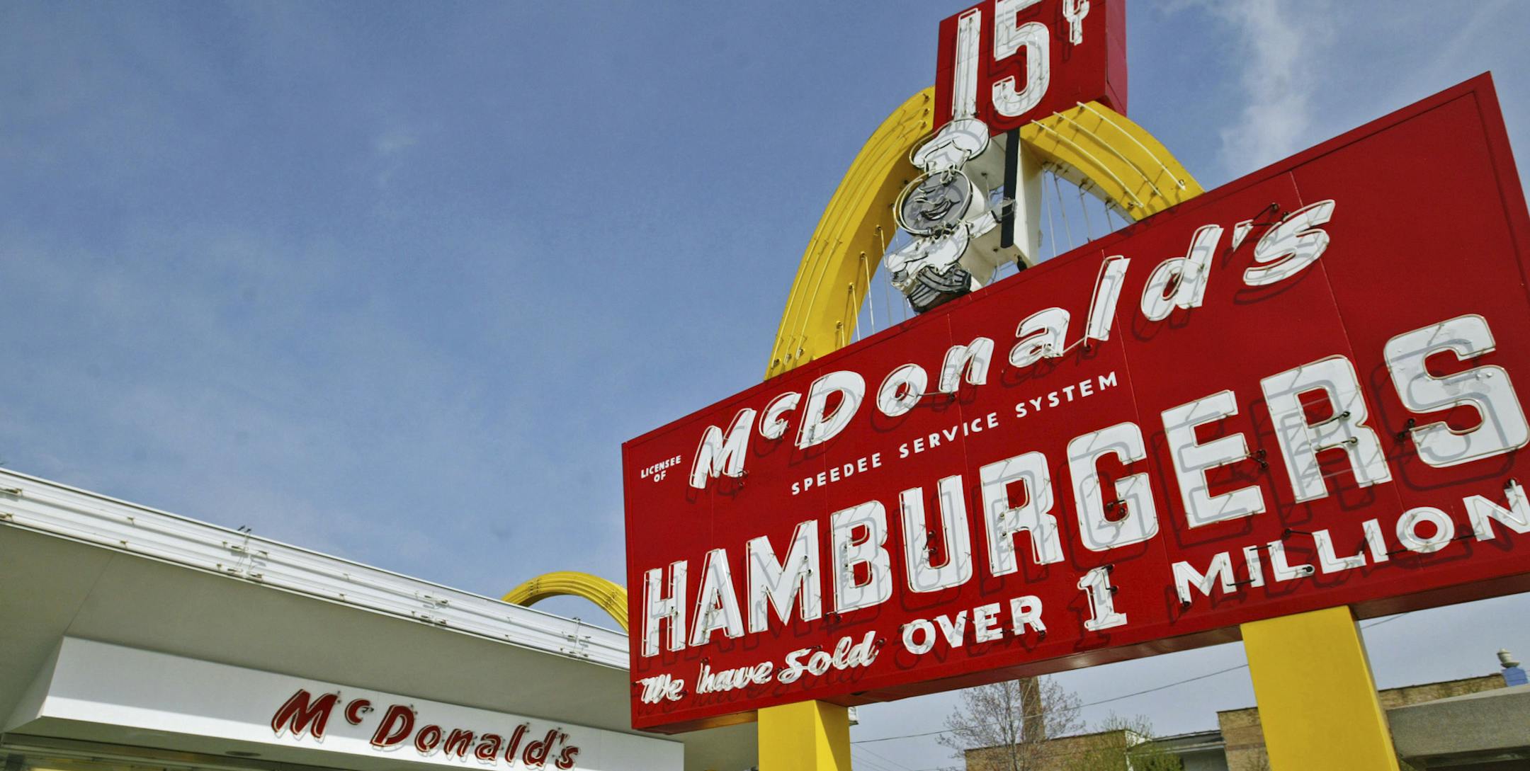 FILE - This April 15, 2005, file photo, shows a replica of Ray Kroc's first McDonald's franchise, which opened on April 15, 1955, that is now a museum in Des Plaines, Ill. McDonald's Corp. has announced it will demolish the museum. Kroc built his first restaurant in 1955 in Des Plaines, after franchising the brand from the original owners, Richard and Maurice McDonald. (AP Photo/Nam Y. Huh File) ORG XMIT: CER201