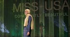 Halima Aden wears a burkini while competing in the preliminary bathing suit round of the Miss Minnesota USA pageant on Nov. 26, 2016 in Burnsville, Mi