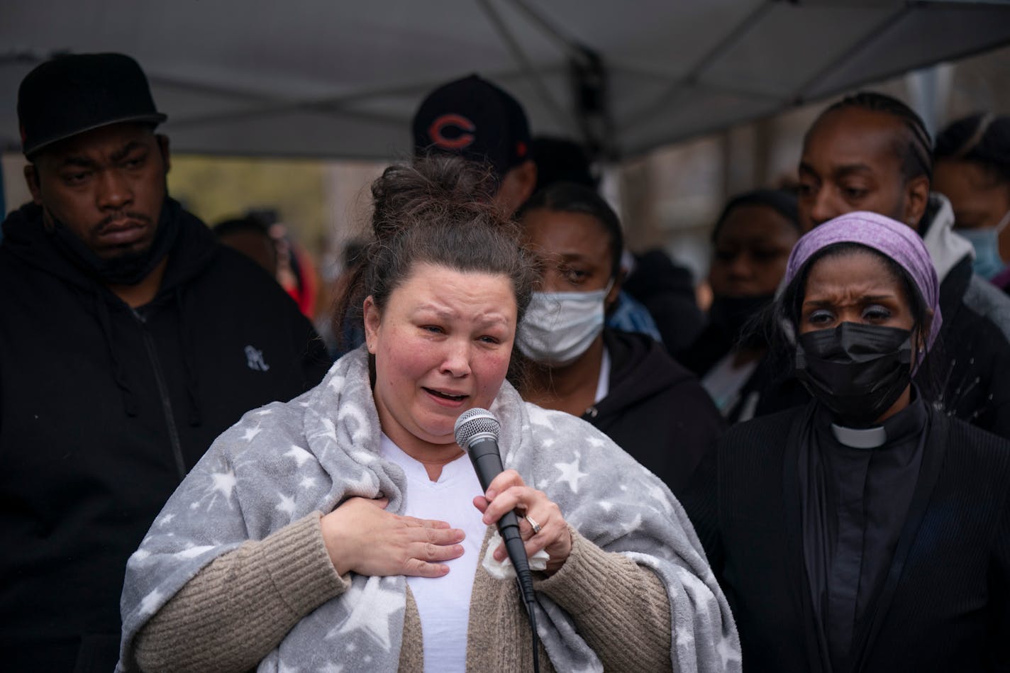 Daunte Wright's mother, Katie, eulogized her son at the vigil for him Monday night, April 12, 2021, in Brooklyn Center. She and husband Aubrey appeared Tuesday on "Good Morning America."