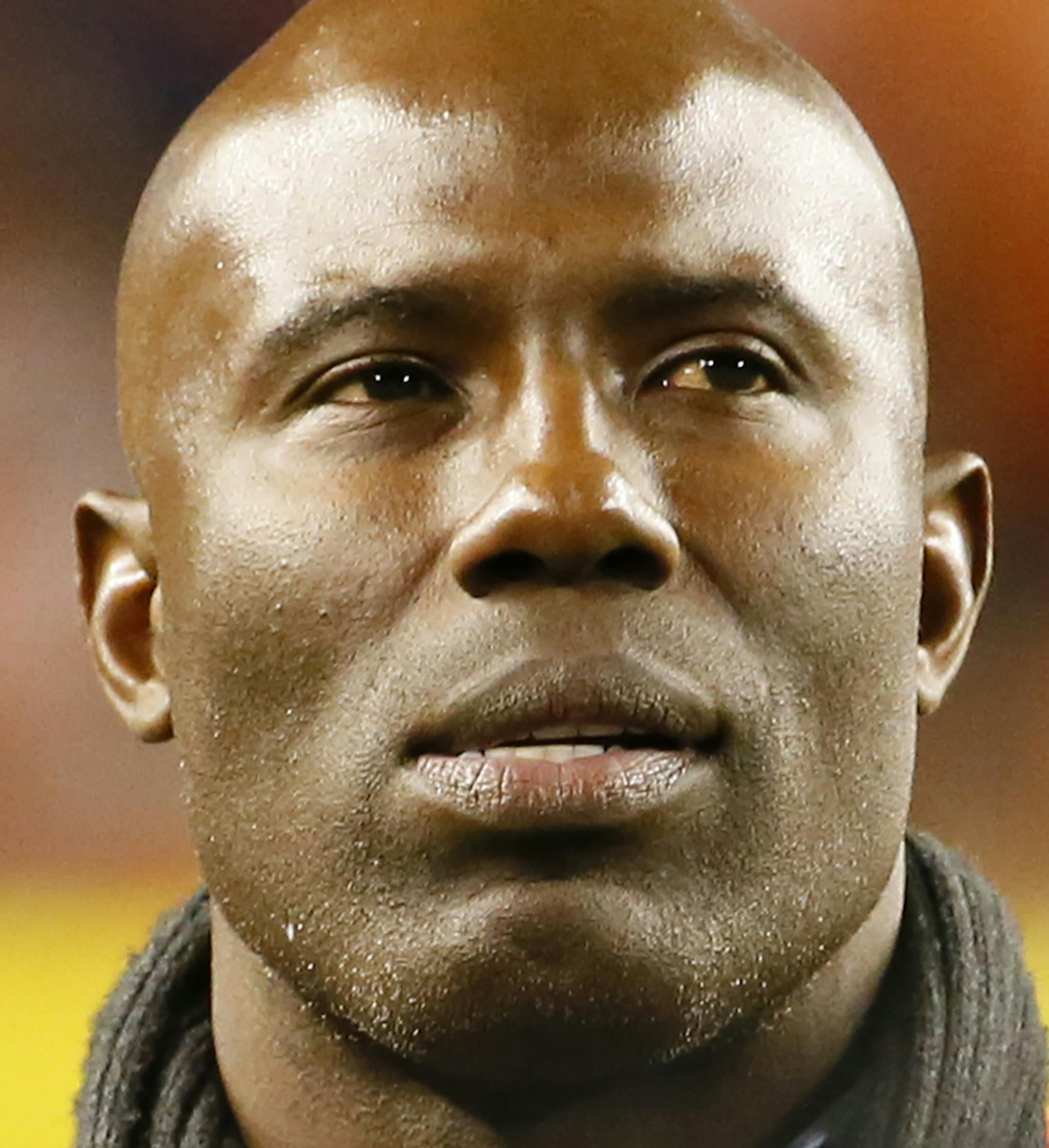 Terrell Davis looks on during a ring of fame ceremony for Pat Bowlen during an NFL football game between the Denver Broncos and the Green Bay Packers, Sunday, Nov. 1, 2015, in Denver. (AP Photo/Jack Dempsey) ORG XMIT: OTK
