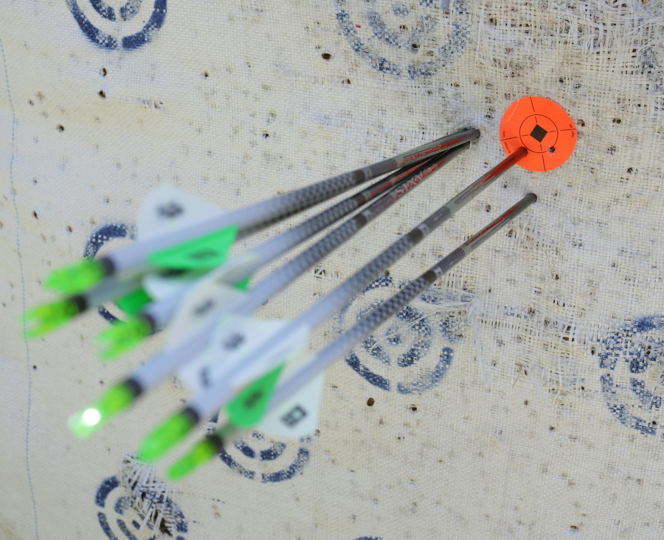 Bill Illetschko, a bow hunter, was practicing at the city-run archery range in South St. Paul Tuesday afternoon. The compound bow is a Mathews model "Chill R". The arrows are Easton carbon arrows. On this target, many of his arrows are basically in the same hole in the target. Very tight group. ] The city of Inver Grove Heights is considering an ordinance amendment that would require bow hunters to register with the city and demonstrate their proficiency before being allowed to hunt in the city.