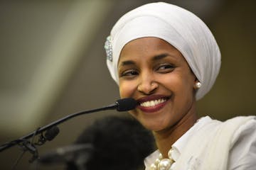 Ilhan Omar addressed supporters at her election night party at the Courtyard Minneapolis Downtown after she won a seat in the Minnesota Legislature.