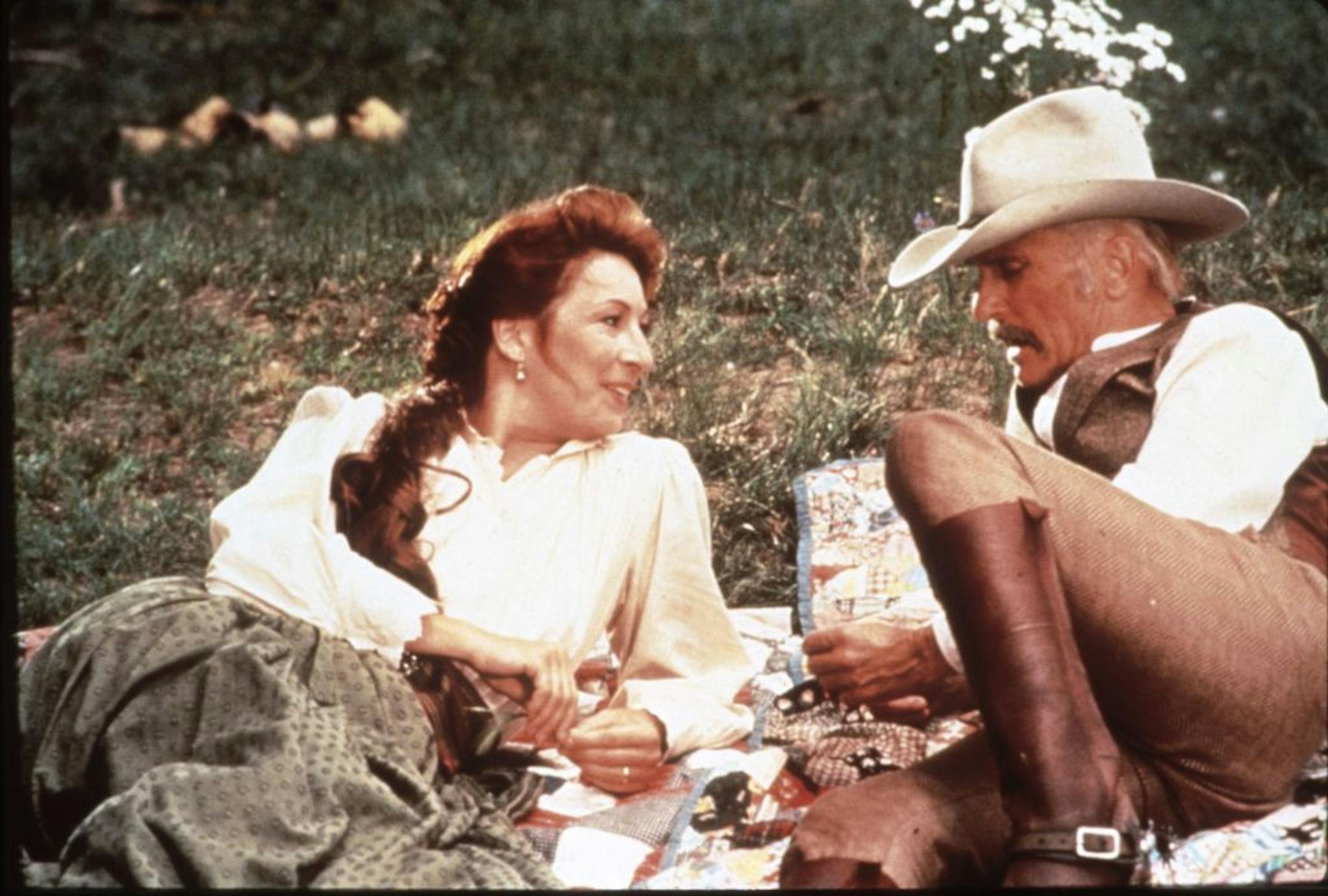 Anjelica Huston and Robert Duvall in "Lonesome Dove"