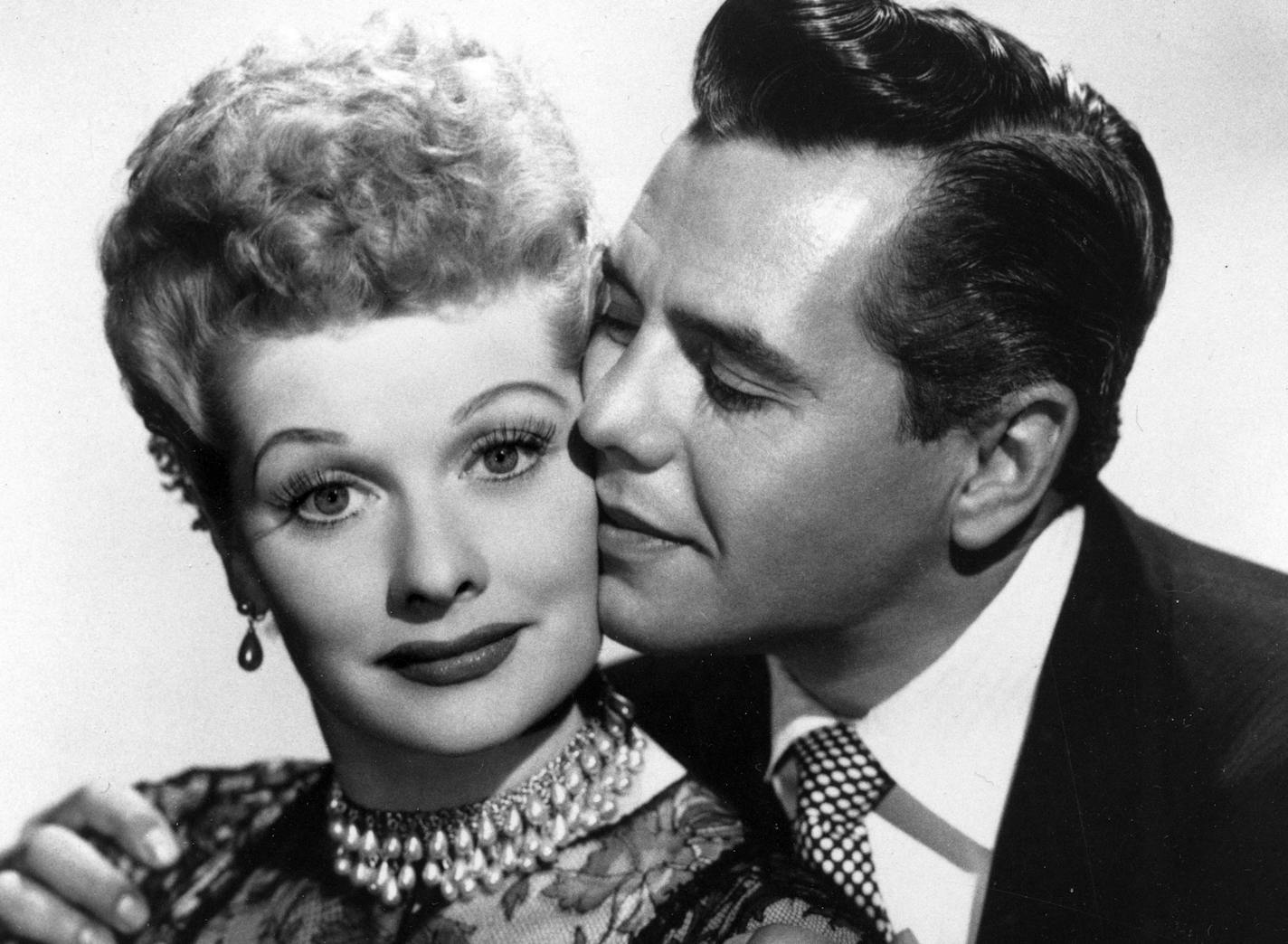 In this undated image provided by CBS, comedian-actress Lucille Ball and her husband, musician-actor Desi Arnaz, from the comedy series, "I Love Lucy," are shown. Ball plays a wife who is married to a Cuban band leader, played by real life husband Arnaz. (AP Photo/File)