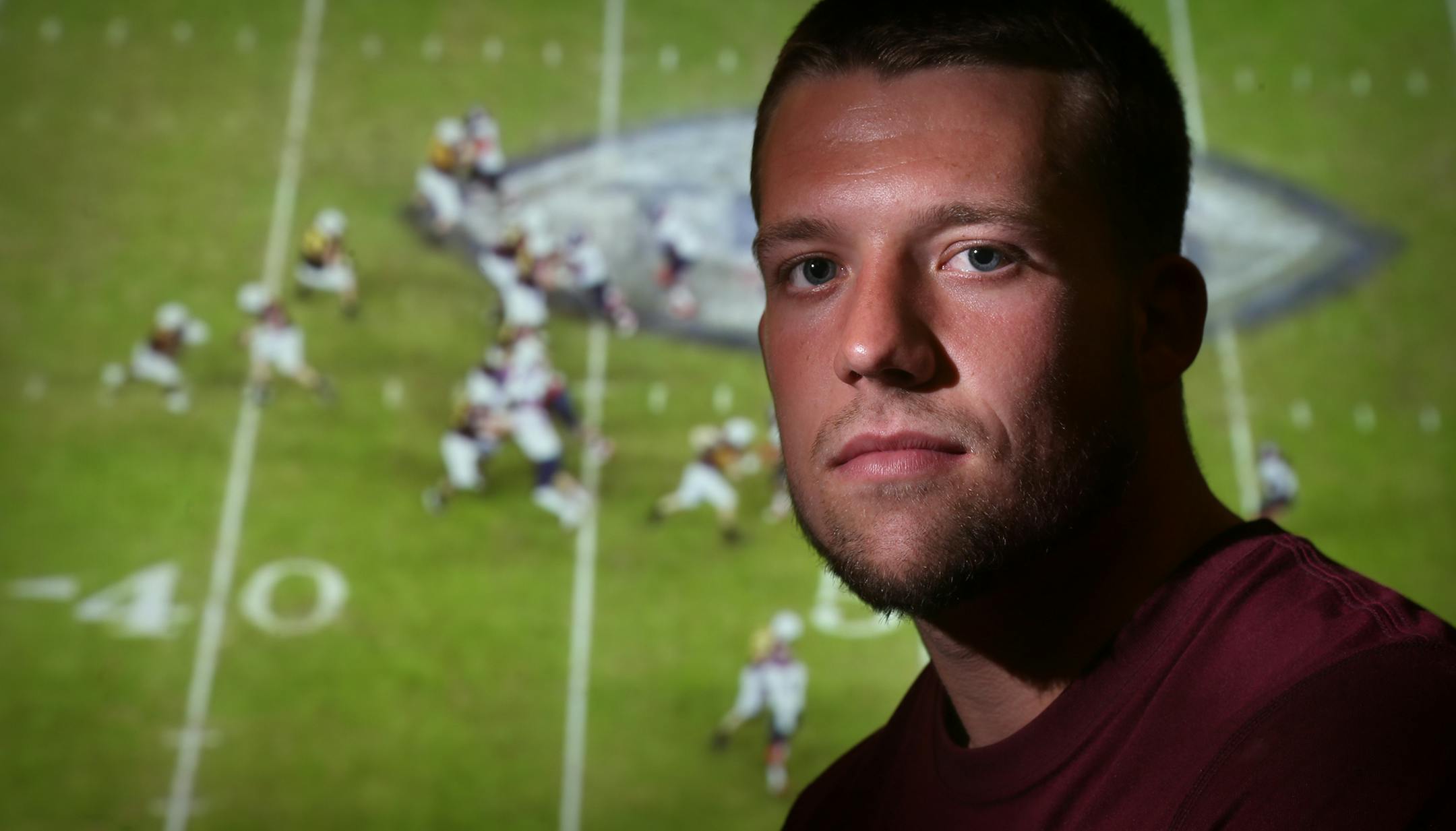 ‘I don’t feel any pressure … With how hard this team’s worked, the wins and losses are going to take care of themselves.” Mitch Leidner, watching film at Bierman Field Athletic Facility