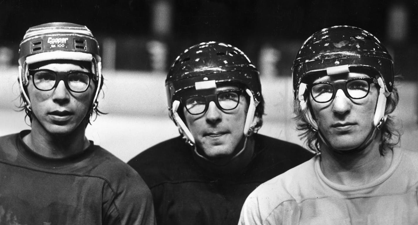 Steve Carlson (left), Jeff Carlson (center) and Jack Carlson during Fighting Saints trianing camp - 1977