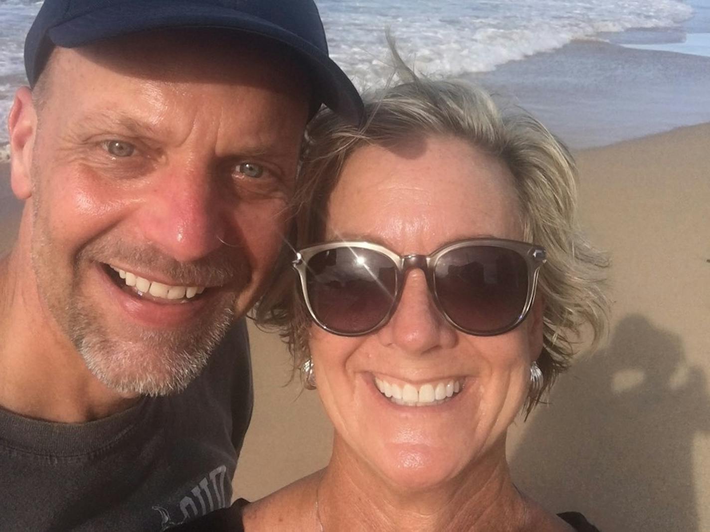 Jeff and Karen Hongslo on the beach in Puerto Rico before Irma arrived.