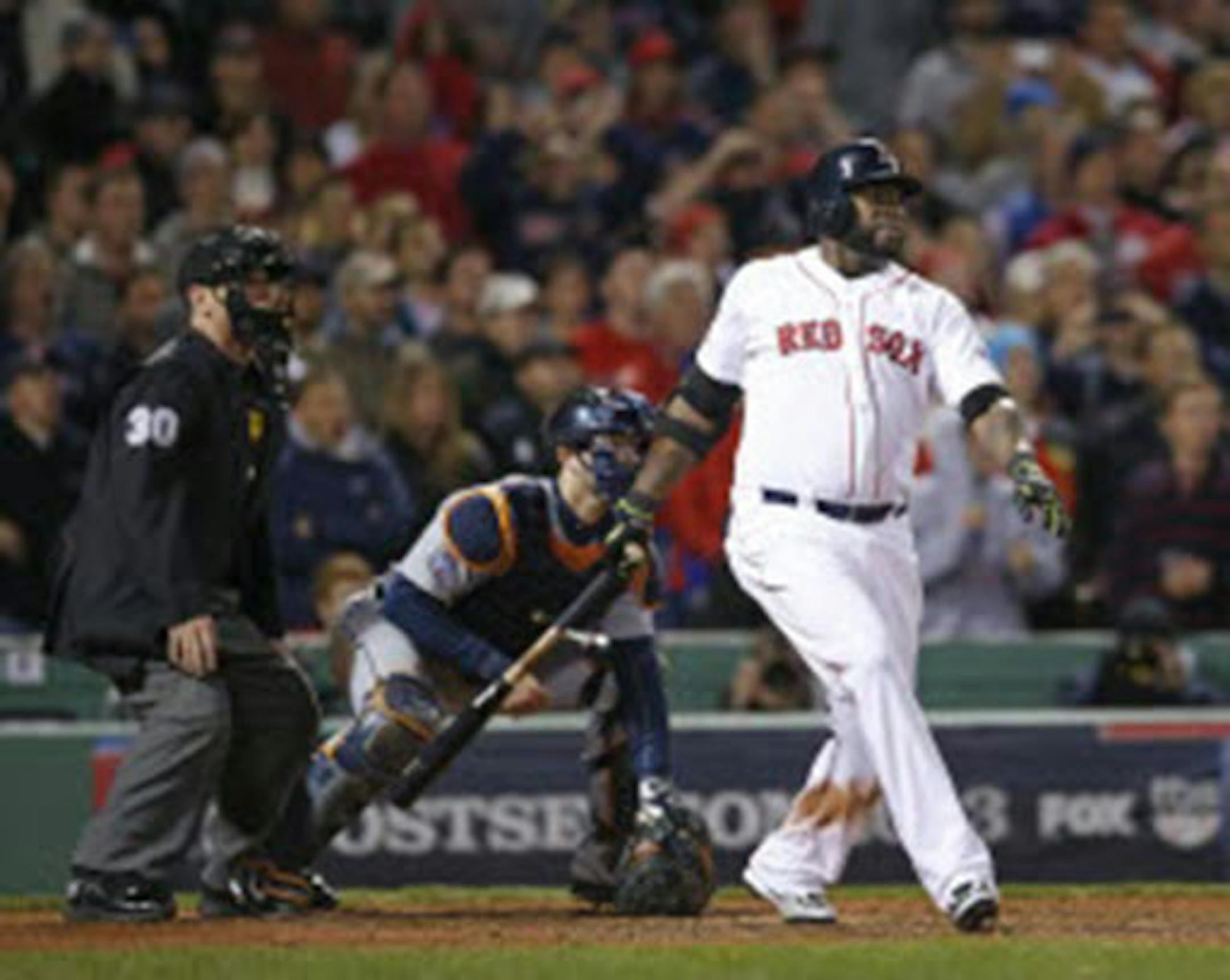 The Red Sox's David Ortiz hit a grand slam home run in the eighth inning during Game 2 of the ALCS against Detroit on Sunday. The grand slam tied the score 5-5, sparking Boston to an eventual 6-5 victory.