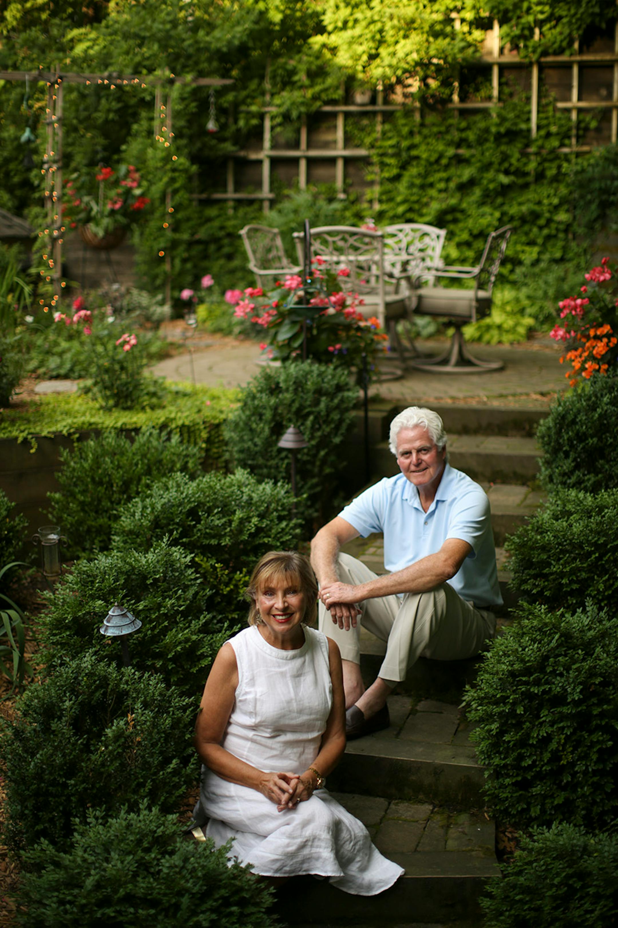 Stephanie and Fred Groth in their garden.