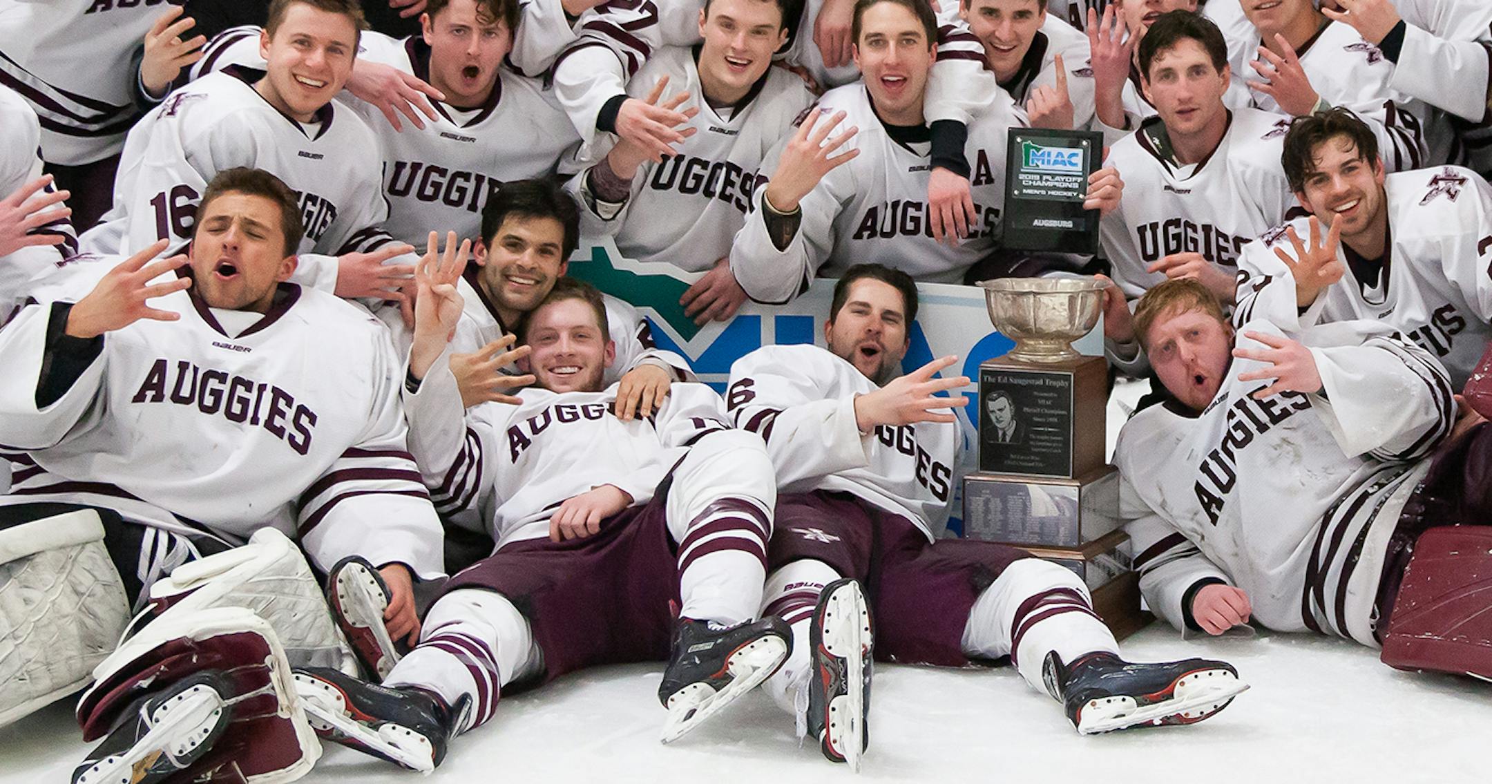 NCAA Division III, MIAC Conference Men's Hockey Championship game. Ed Saugestad Ice Arena, Augsburg University, March 2, 2019. Photo by Kevin Healy