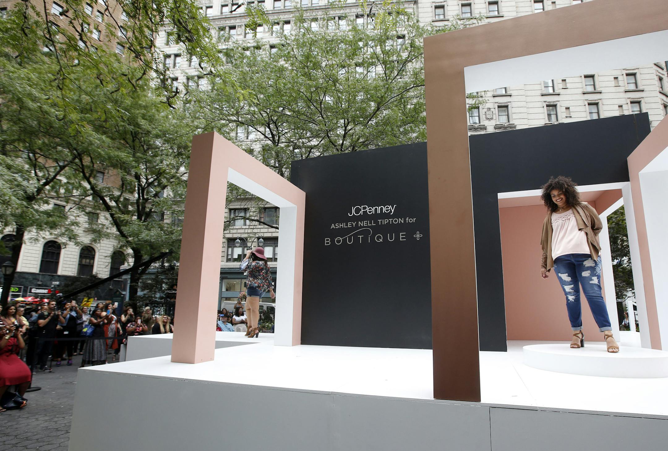 IMAGE DISTRIBUTED FOR JCPENNEY - Plus-size fashion designer and winning reality TV star, Ashley Nell Tipton, partnered with JCPenney, the destination for affordable and stylish finds, to launch her first-ever capsule collection Ashley Nell Tipton for JCPenney Boutique+ at a fashion show, Tuesday, Sept. 6, 2016, in New York. (Photo by Jason DeCrow/Invision for JCPenney/AP Images)