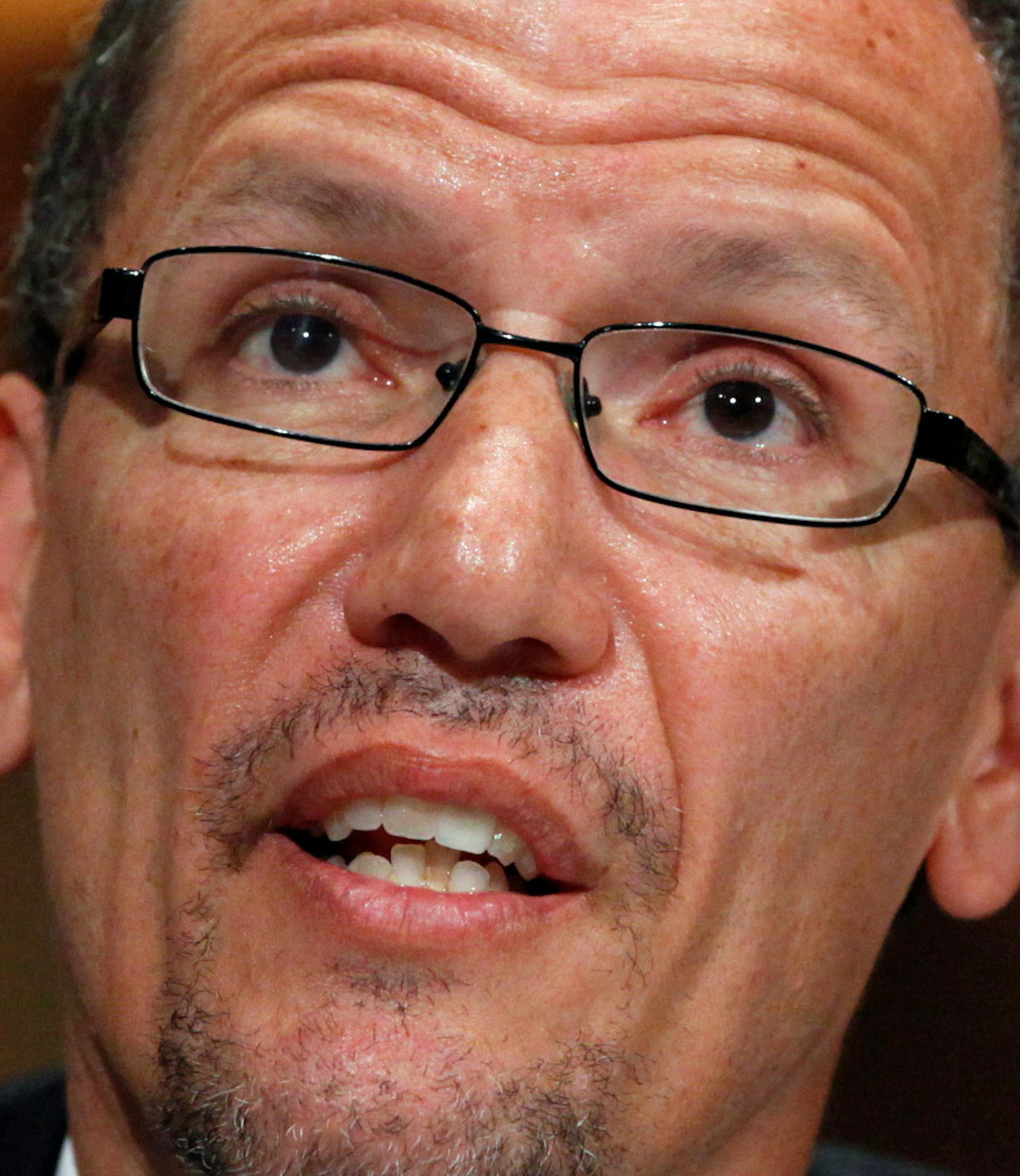 FILE - In this April 18, 2013, file photo, Labor Secretary nominee Thomas Perez testifies on Capitol Hill in Washington, before the Senate Health, Education, Labor and Pensions Committee hearing on his nomination. The Senate voted by the slimmest margin Wednesday, July 17, 2013, to end a filibuster against President Barack Obamaís choice to head the Labor Department, as this weekís agreement averting a poisonous partisan clash over nominations and the chamberís rules barely surviv