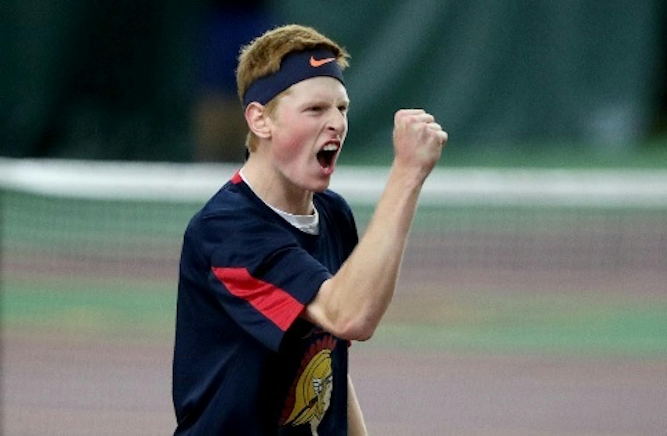 Orono senior John Kasner (shown at the Class 2A boys' tennis tournament in 2018) won the Section 2 singles championship by defeating teammate Karthik Papisetty 6-4, 6-0 in the finals.