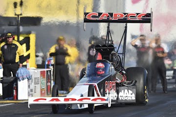 Billy Torrence (shown competing in the Sonoma Nationals in July) is the defending Top Fuel champion at BIR.