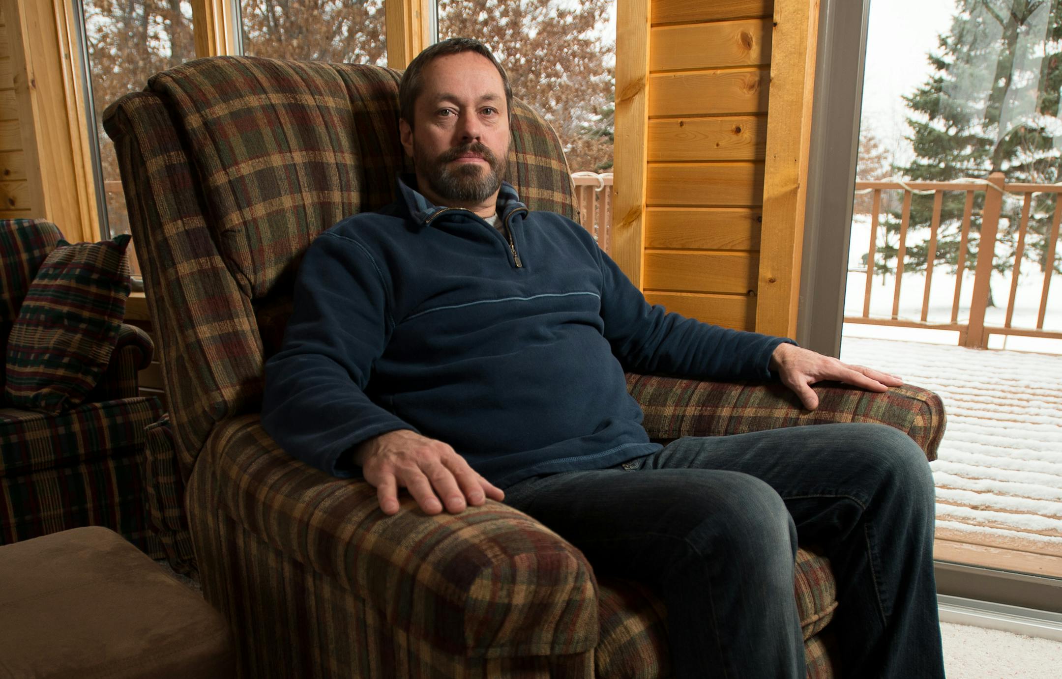 Troy Burklund sits in the chair that he was mostly confined to in the weeks following his unsuccessful hip implant surgery. ] AARON LAVINSKY • aaron.lavinsky@startribune.com Troy Burklund, former Sauk Rapids police officer, had to retire early because of a faulty hip replacement. He is a participant in a lawsuit settlement and might receive hundreds of thousands of dollars if the complex, multi-jurisdictional case is ruled in his favor. Burklund was photographed in his Sauk Rapids home Th