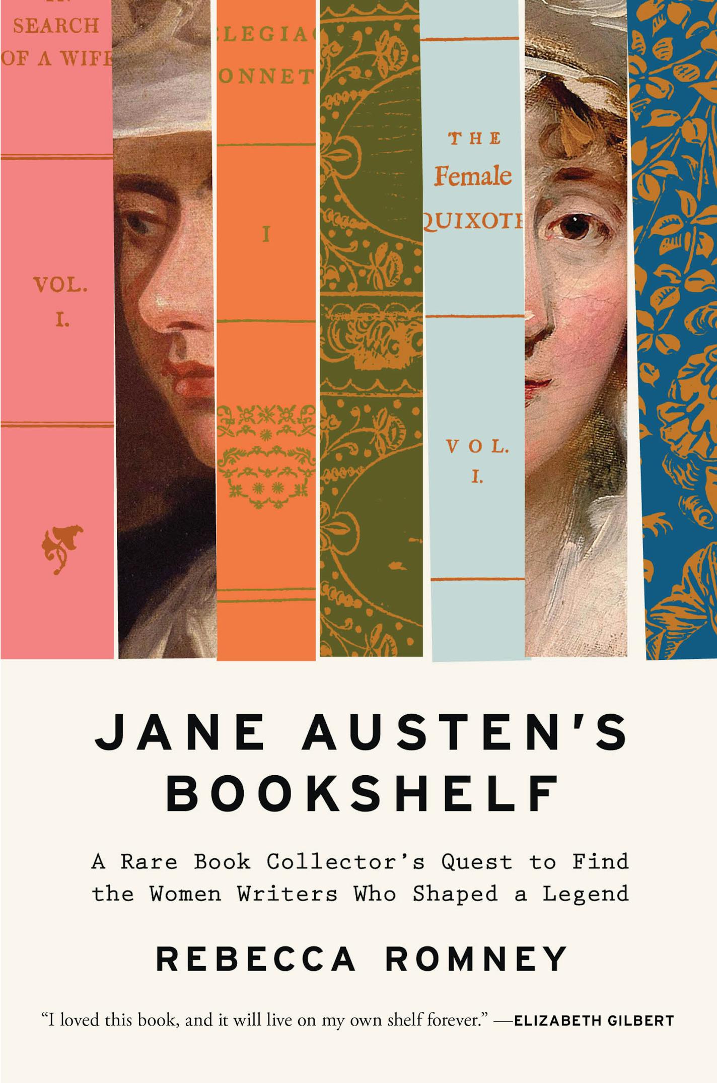 cover of Jane Austen's Bookshelf is a collage of images of women and ornate boks