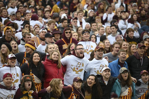 The Gophers student section cheered for the team before their game against Illinois. ] Aaron Lavinsky &#x2022; aaron.lavinsky@startribune.com The Goph