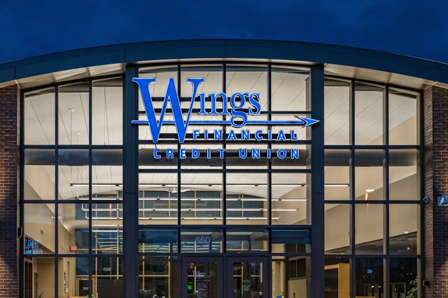 Wings Financial Credit Union is acquiring Neighborhood National Bank of Mora. Pictured is a Wings branch in Woodbury. (Photo provided by Wings)