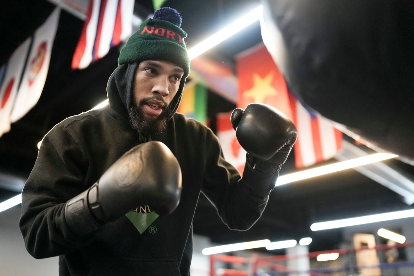 Boxer Jamal James trained at Circle of Discipline on Saturday, Dec. 24, 2022 in Minneapolis. ] MARK VANCLEAVE • mark.vancleave@startribune.com ORG XMIT: DSC05841