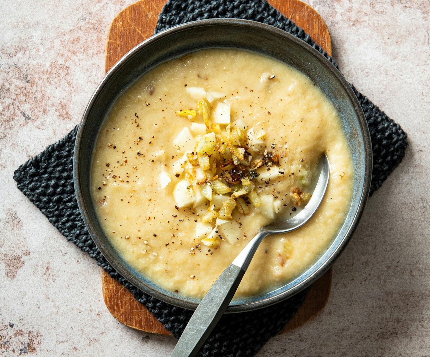 Parsnip-Fennel-Apple Soup has all the tastes of fall in one steamy bowl. Recipe by Beth Dooley, photo by Mette Nielsen, Special to the Star Tribune