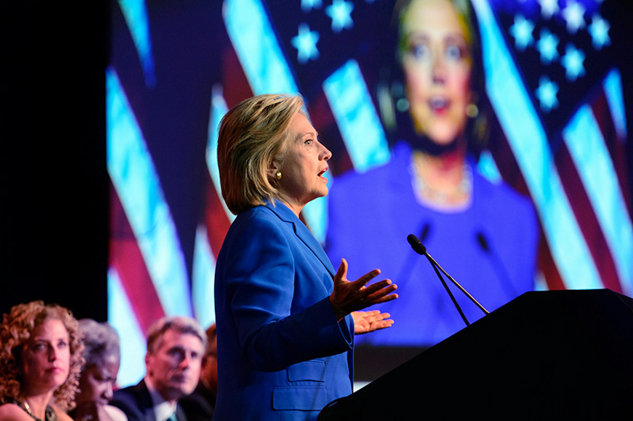 Former Secretary of State Hillary Clinton spoke to the DNC summer meeting in Minneapolis.