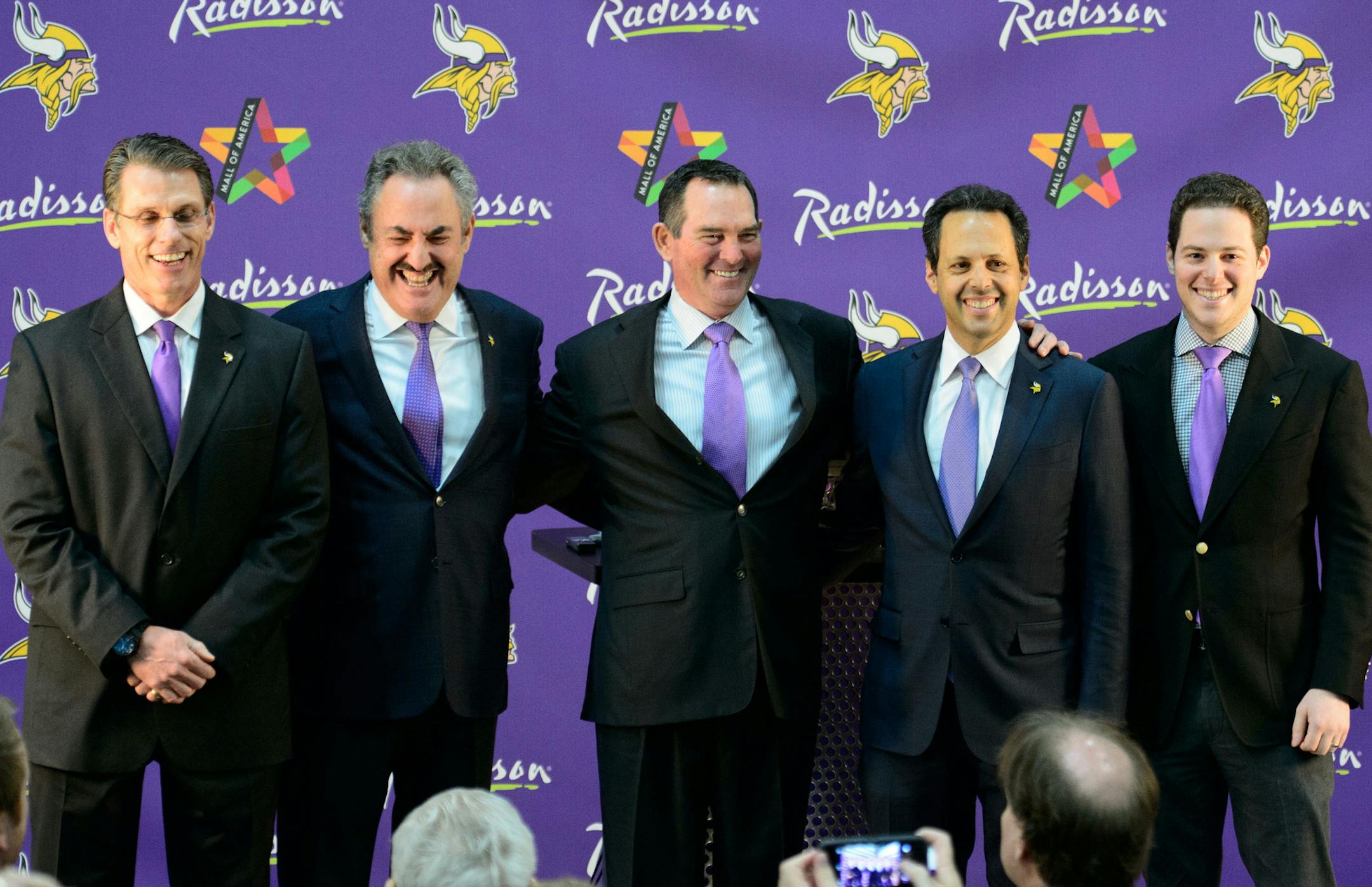 Vikings GM Rick Rick Spielman, ownder Zygi Wilf, Zimmer, Mark Wilf and Jonathan Wilf. Minnesota Vikings today introduced new head coach Mike Zimmer at a news conference at Winter Park. Friday, January 17, 2014. ] GLEN STUBBE * gstubbe@startribune.com EDS, Jonathan Wilf is in his eighth season as a member of the Vikings ownership group and his first as the team's Vice President of Strategic Planning. He is Zygi's son