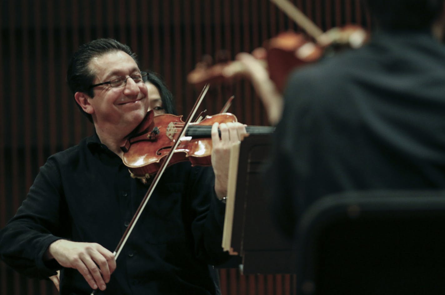 Associate Concertmaster Ruggero Allifranchini seemed to be pleased during the Saint Paul Chamber Orchestra's first rehearsal in the Ordway's nearly completed new concert hall, a space designed specifically for the more intimate acoustic needs of a chamber orchestra and its audience. The hall is a project of the Arts Partnership, comprising the Ordway, SPCO, Schubert Club and Minnesota Opera.