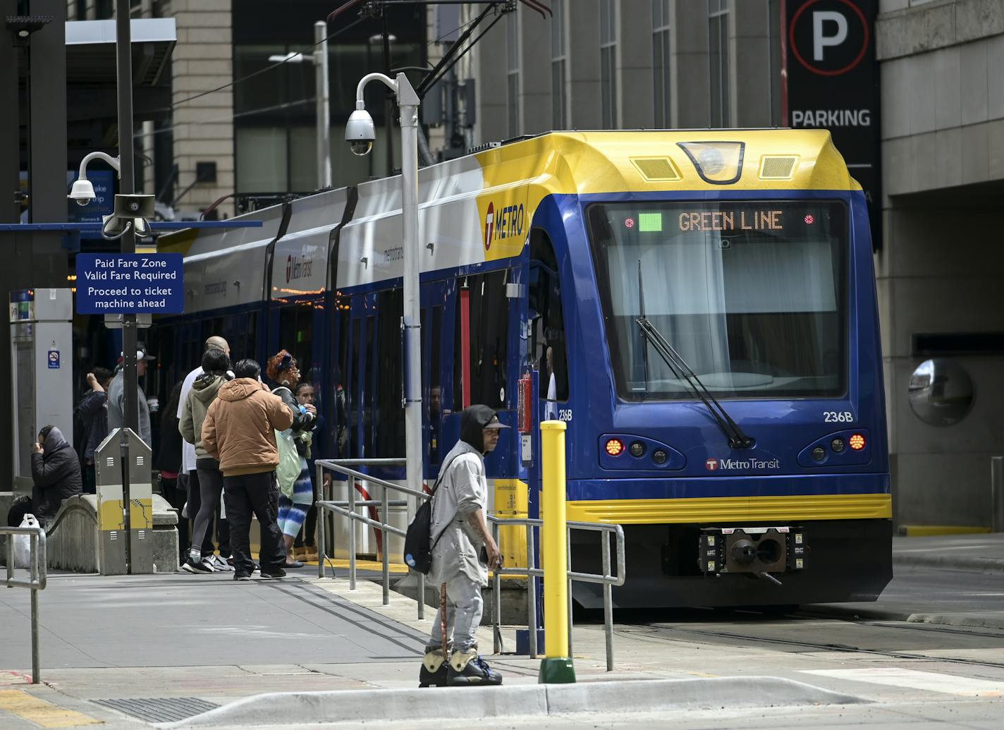 The light rail platform at 5th Street and Nicollet in downtown Minneapolis, where a TV anchor was assaulted early this week. aaron.lavinsky@startribune.com Spurred by recent high-profile assaults on light rail trains and stations, lawmakers at the Capitol are pushing proposals for unarmed transit monitors and other transit safety measures. The idea, which had some momentum prior to the COVID-19 outbreak, is gaining bipartisan steam in the final throes of the legislature. We photograph the Nicoll