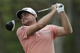 Keegan Bradley drives off the 10th tee during the final round of the PGA Championship golf tournament, Sunday, May 19, 2019, at Bethpage Black in Farm