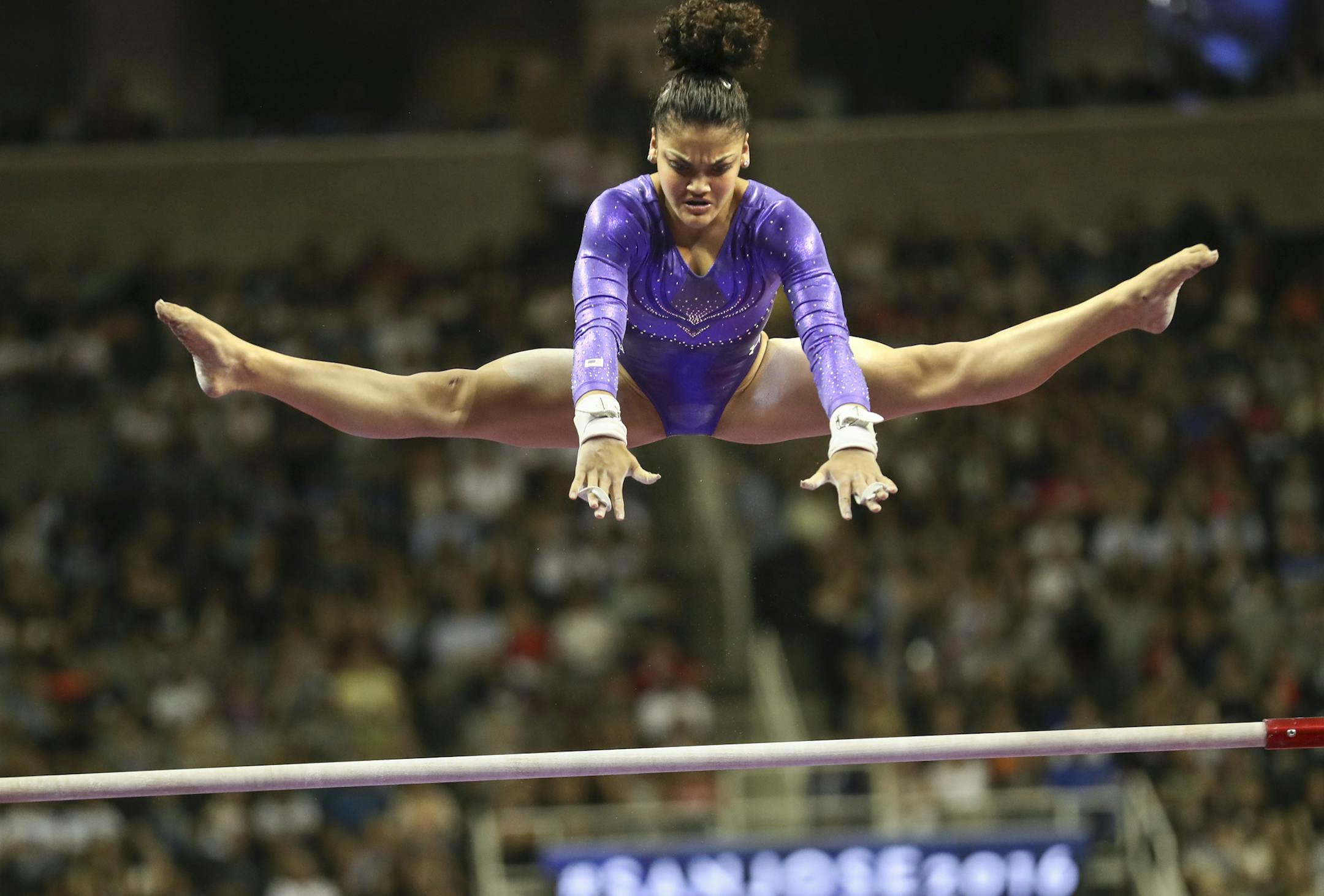 Day 1 - Lauren Hernandez performs on the uneven bars during the first night of competition. ] 2016 U.S. Olympic Trials - Women's Gymnastics. brian.peterson@startribune.com San Jose, CA - 06/30/2016