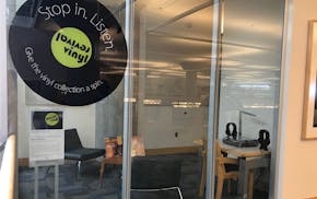 The new vinyl listening room on the third floor of the Minneapolis Central Library, on Saturday, Jan. 19, 2019.