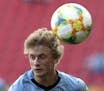 Uruguay's Thomas Chacon controls the ball during the Group C U20 World Cup soccer match between New Zealand and Uruguay, in Lodz, Poland, Thursday, Ma