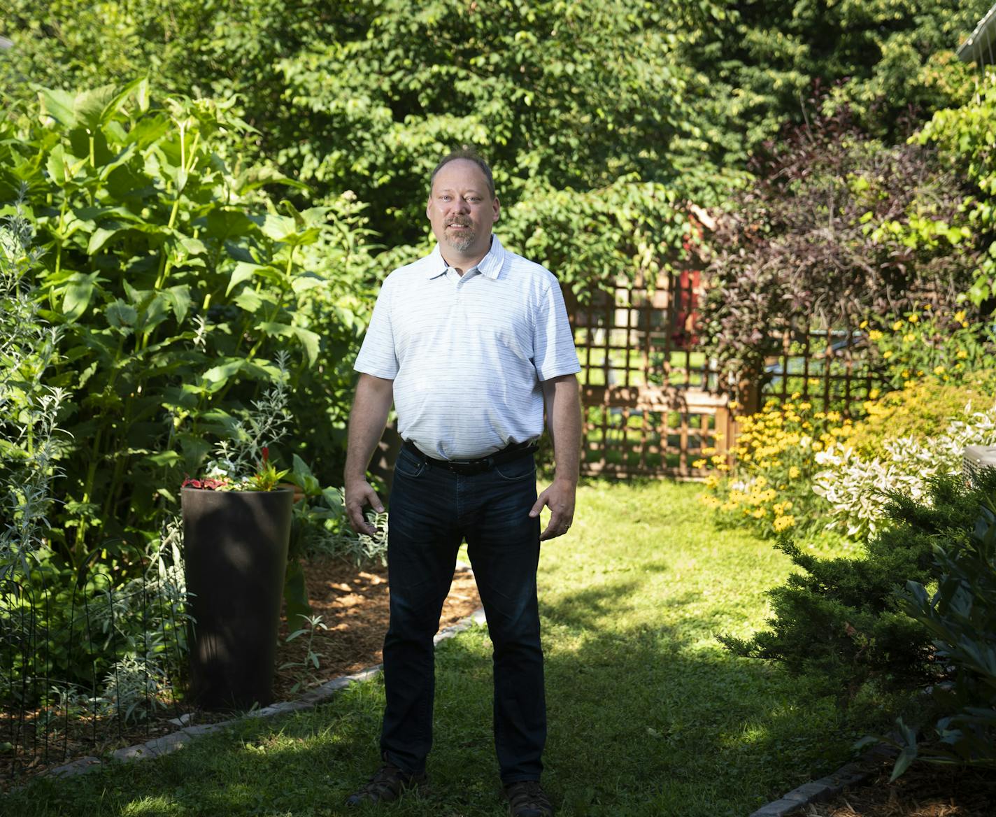 Dan Schultz has created a wildlife habitat in his yard at his home in Minneapolis, Minn. Friday, July 12, 2019. Schultz, along with the Longfellow Community Council and the National Wildlife Federation, leads a volunteer effort to have the greater Longfellow area become the first in Minnesota to be a Certified Wildlife Community. The effort, which started in 2016, aims to have 150 private yards, four schools and four common areas, such as churches and business properties, earn wildlife habitat s