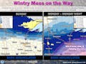 An updated map from the National Weather Service office in the Twin Cities about the forecast for the next few days.