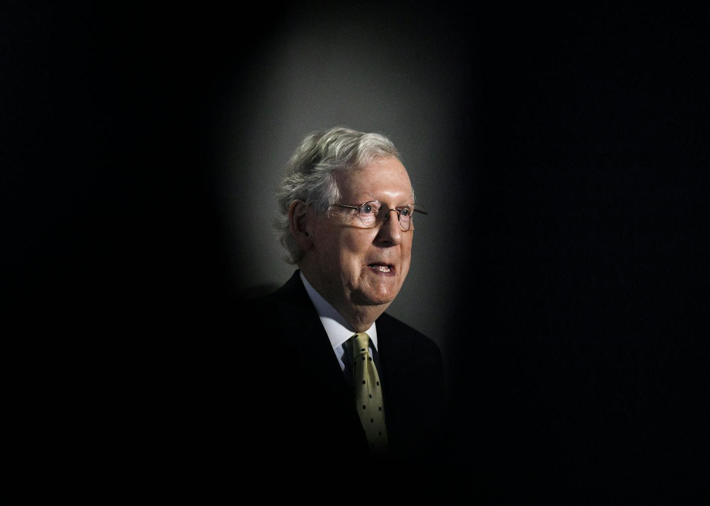 Senate Majority Leader Mitch McConnell of Ky., speaks during a news conference after attending a Republican luncheon, Tuesday, July 21, 2020, on Capitol Hill in Washington. (AP Photo/Jacquelyn Martin)