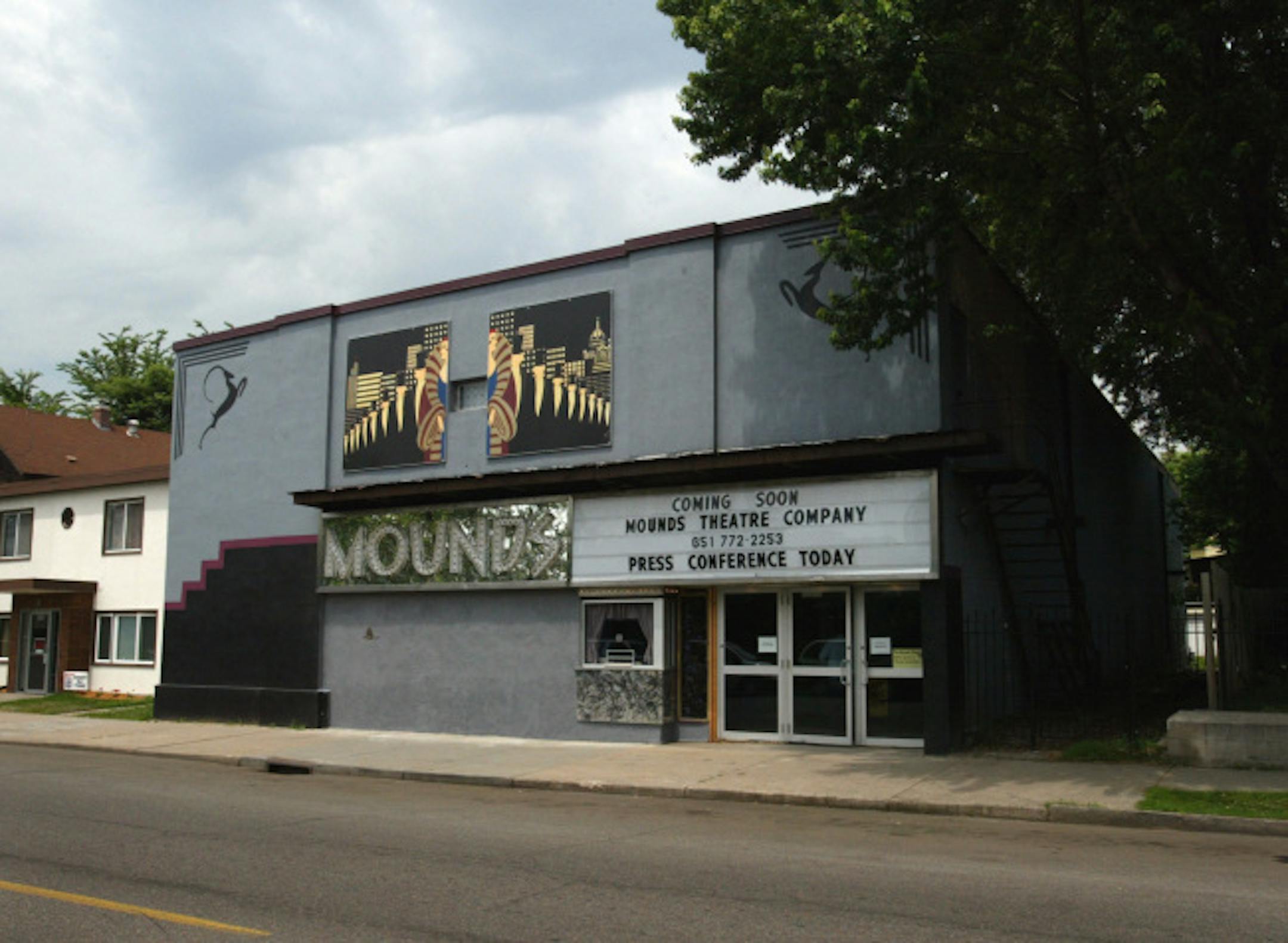 St. Paul, MN 6/17/2003 Exterior view of the refurbished Mounds theater on Hudson Rd. in the east side of St. Paul, the neighborhood theater, originally brick, was built in 1922.